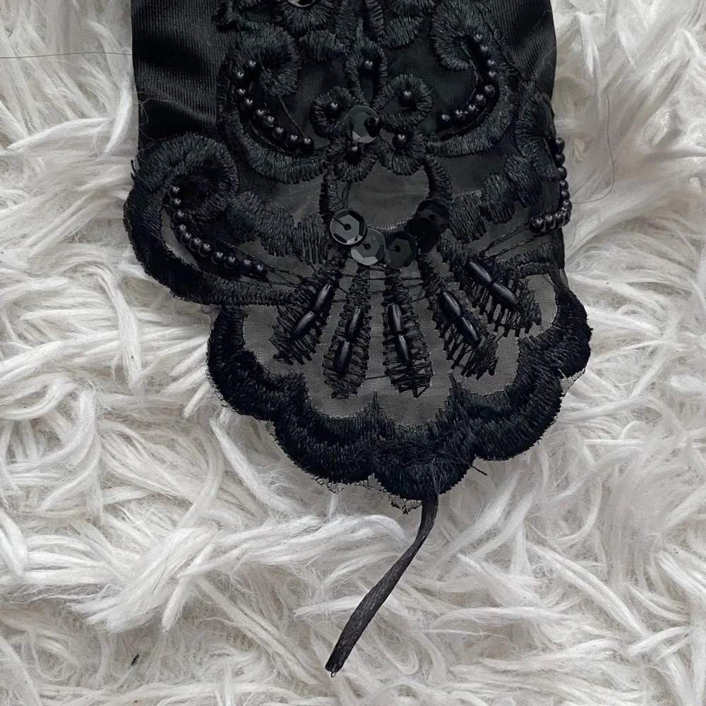 Elegant Black Satin Opera Gloves